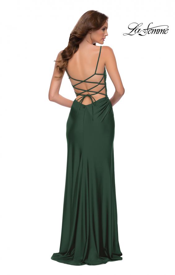 Picture of: Jersey Dress with Square Neckline and Ruching in Emerald, Style: 29710, Style: 29710