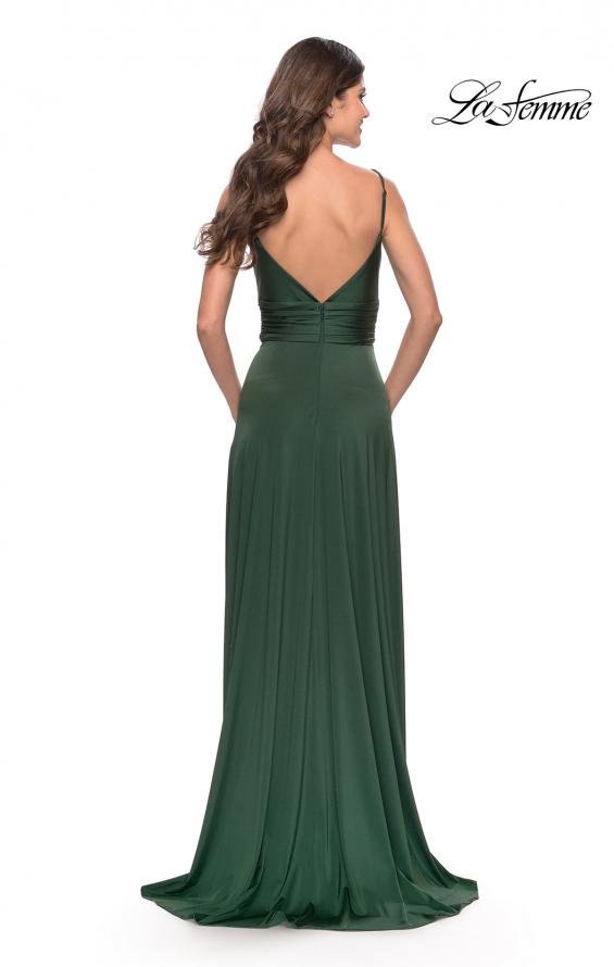 Picture of: Versatile Long Jersey Gown with V and Slit in Emerald, Style: 31090, Back Picture
