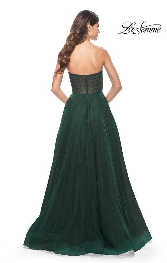 Picture of: Strapless Sweetheart A-Line Corset Prom Dress in Emerald, Style: 31971, Back Picture