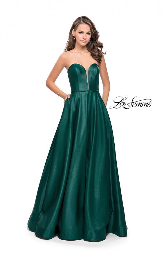Picture of: Strapless Mikado A-line Gown with Pockets in Emerald, Style: 26088, Detail Picture 2
