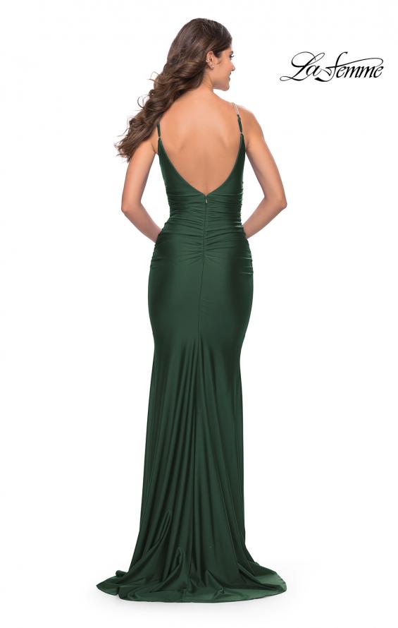 Picture of: Jersey Dress with Criss Cross Bodice and Jeweled Straps in Emerald, Style: 31109, Detail Picture 2