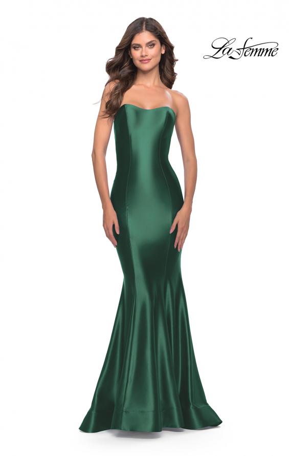 Picture of: Intricate Lace Up Back Liquid Jersey Mermaid Gown in Emerald, Style: 31321, Style: 31321