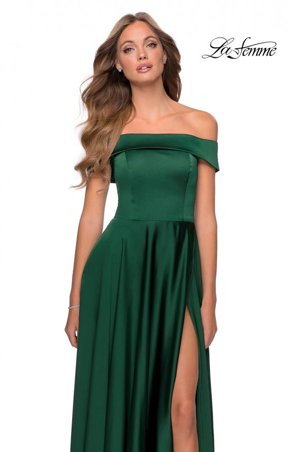Picture of: Satin Off the Shoulder Evening Dress with Pockets in Emerald, Style: 28978, Detail Picture 4