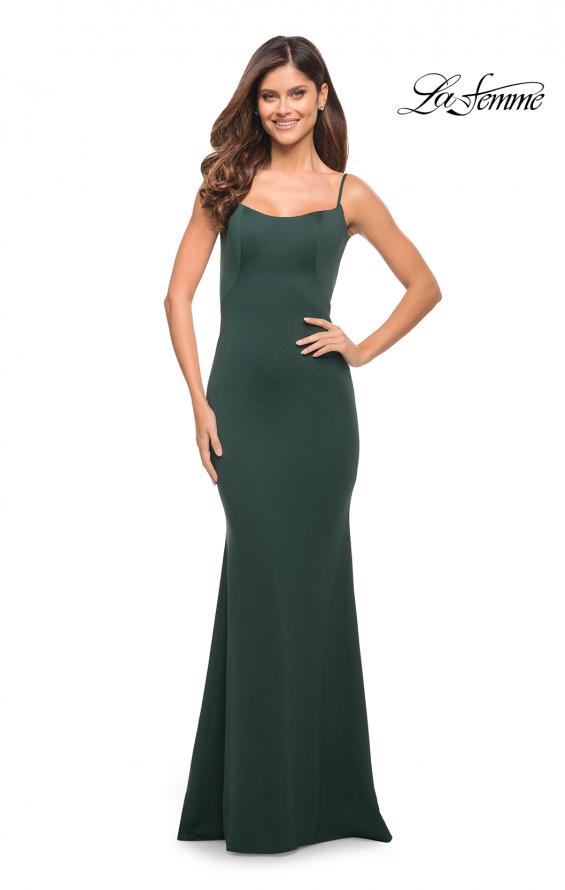 Picture of: Simple Elegant Long Jersey Dress with Scoop Neck in Emerald, Style: 30541, Detail Picture 5