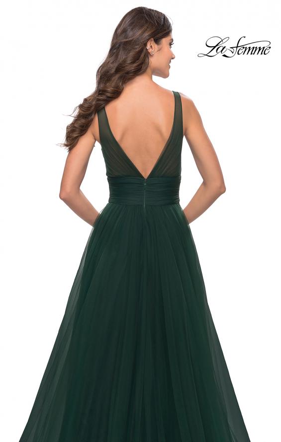 Picture of: Tulle Ball Gown with High Slit and V Neckline in Emerald, Style: 31149, Detail Picture 5