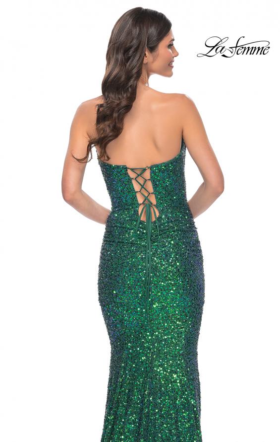 Picture of: Stretch Sequin Gown with Draped Neckline and Mermaid Skirt in Green, Style: 32340, Detail Picture 5