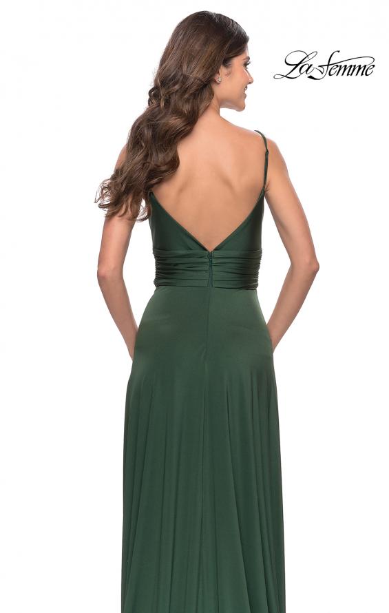 Picture of: Versatile Long Jersey Gown with V and Slit in Emerald, Style: 31090, Detail Picture 7