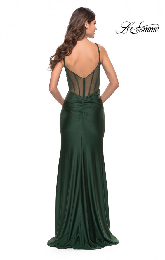 Picture of: Illusion Bodice Dress with Boning and Twist Detail in Emerald, Style: 31229, Detail Picture 7