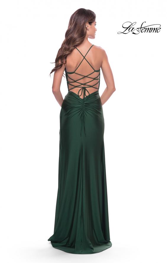 Picture of: Cut Out Jersey Dress with High Slit in Emerald, Style: 31332, Detail Picture 7