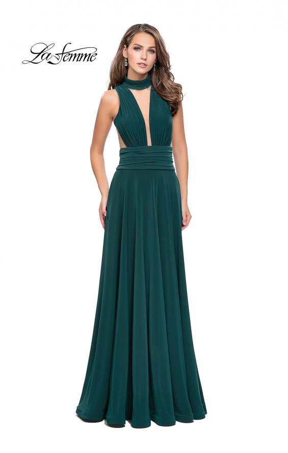 Picture of: A-line Prom Dress with Choker Neck Detail and Open Back in Forest Green, Style: 25568, Detail Picture 2