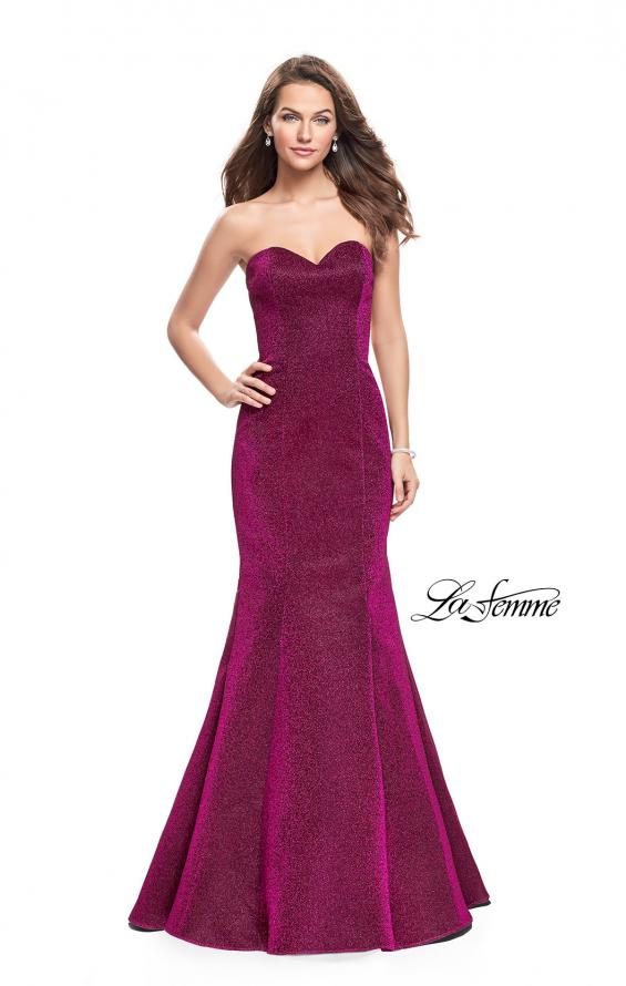 Picture of: Form Fitting Mermaid Prom Dress with Open Back in Fuchsia, Style: 25811, Detail Picture 2