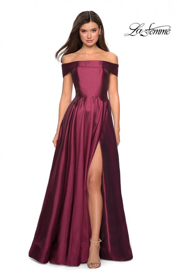 Picture of: Long Off The Shoulder Gown with Pockets in Garnet, Style: 27005, Main Picture