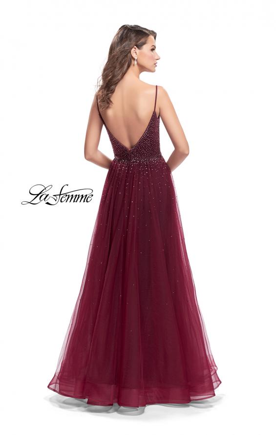 Picture of: A-line Dress with Rhinestones and Tulle Skirt in Garnet, Style: 25636, Back Picture