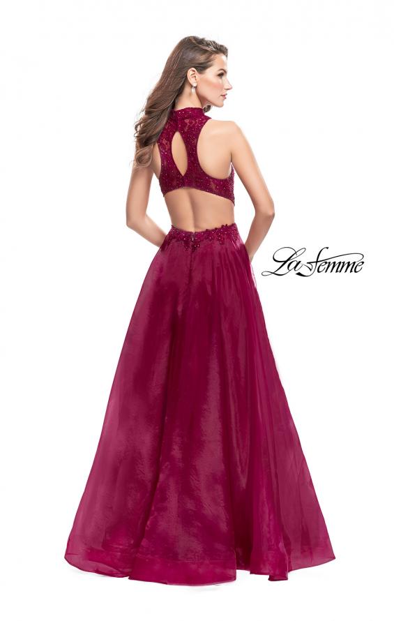 Picture of: A-line Prom Gown with Beaded Lace Bodice and Tulle in Garnet, Style: 25664, Back Picture