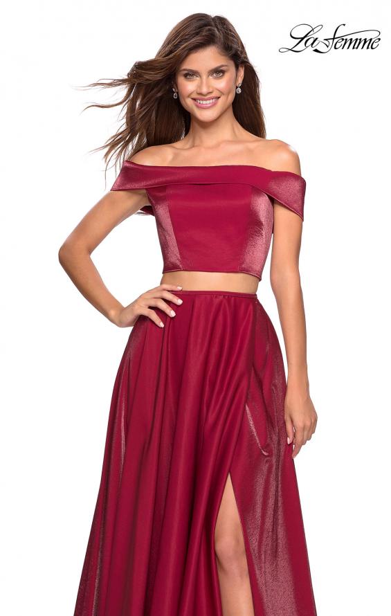 Picture of: Two Piece Two- Tone Satin A Line Prom Dress in Garnet, Style: 26919, Detail Picture 2