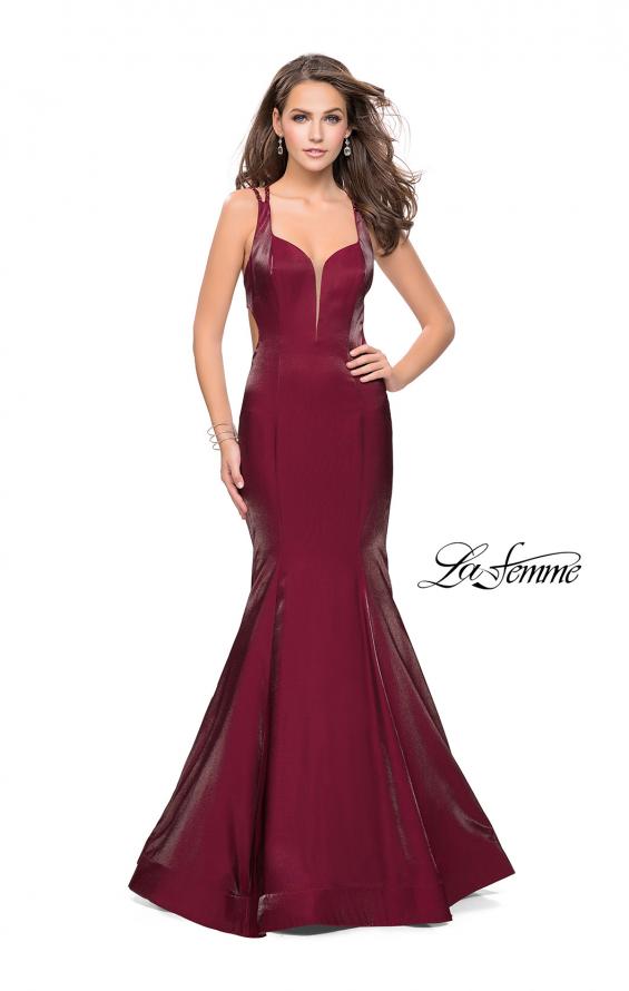 Picture of: Form Fitting Mermaid Prom Dress with Side Cut Outs in Garnet, Style: 25813, Detail Picture 3
