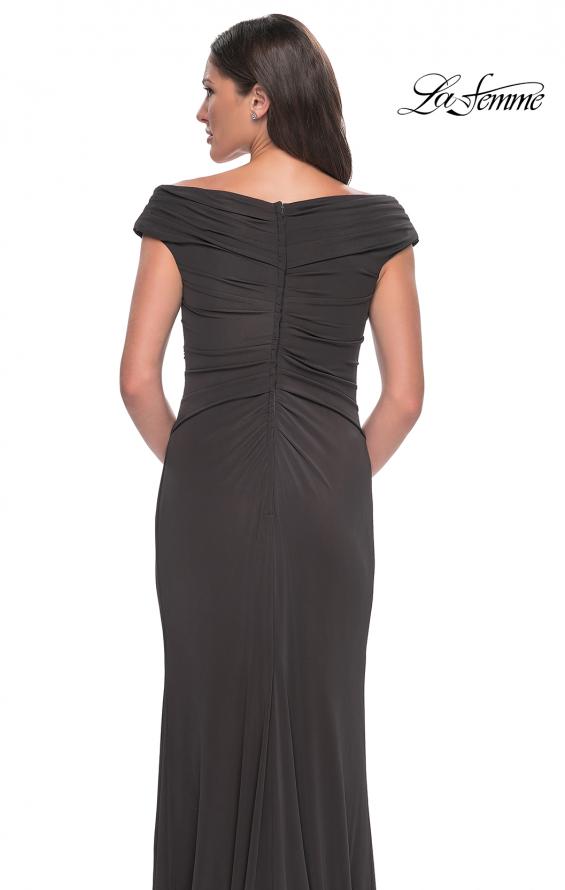 Picture of: Long Luxurious Jersey Off the Shoulder Evening Gown in Emerald, Style: 30040, Detail Picture 10