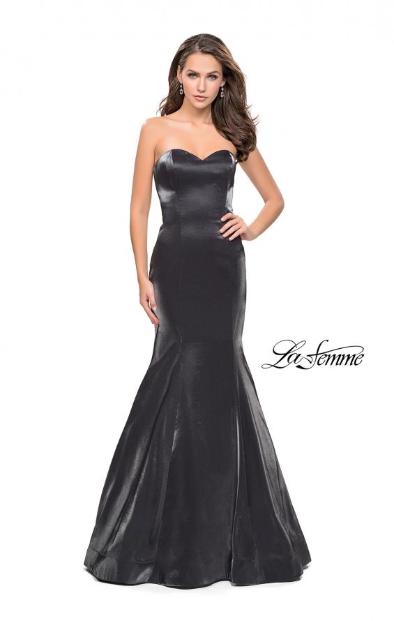 Picture of: Strapless Long Mermaid Prom Dress in Two Tone Satin in Gunmetal, Style: 25383, Detail Picture 1