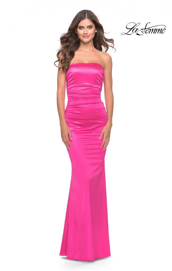 Picture of: Chic Strapless Liquid Jersey Gown with Ruching in Hot Pink in Hot Pink, Style: 31425, Main Picture