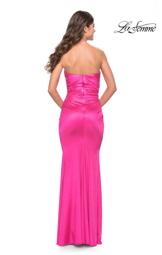Picture of: Chic Strapless Liquid Jersey Gown with Ruching in Hot Pink in Hot Pink, Style: 31425, Back Picture