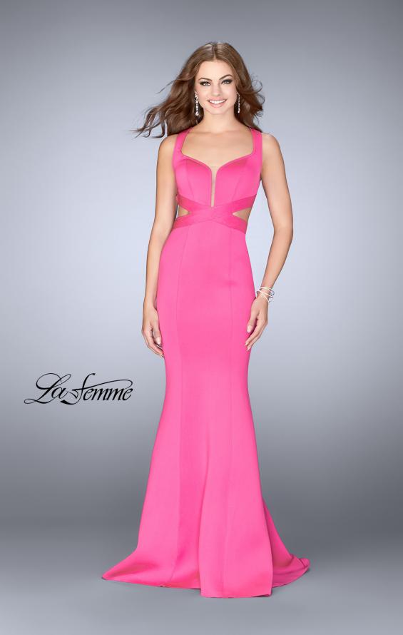Picture of: Neoprene Dress with Side Cut Outs and Mermaid Skirt in Hot Pink, Style: 24711, Main Picture