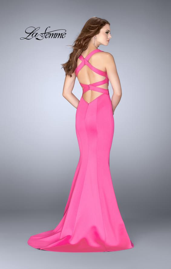 Picture of: Neoprene Dress with Side Cut Outs and Mermaid Skirt in Hot Pink, Style: 24711, Back Picture