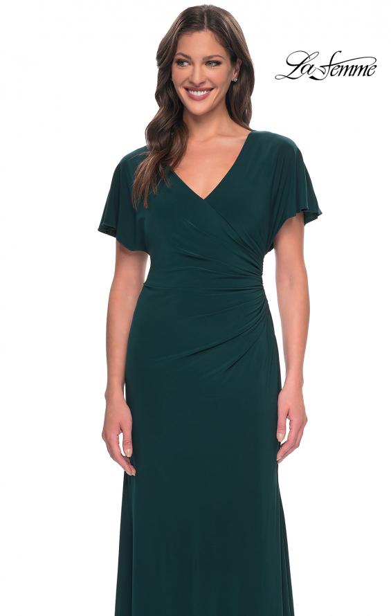 Picture of: Chic Jersey Dress with V Neck and Loose Sleeves in Hunter Green, Style: 29997, Detail Picture 9