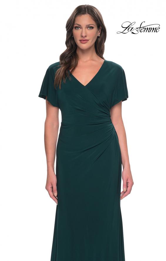 Picture of: Chic Jersey Dress with V Neck and Loose Sleeves in Dark Emerald, Style: 29997, Detail Picture 11