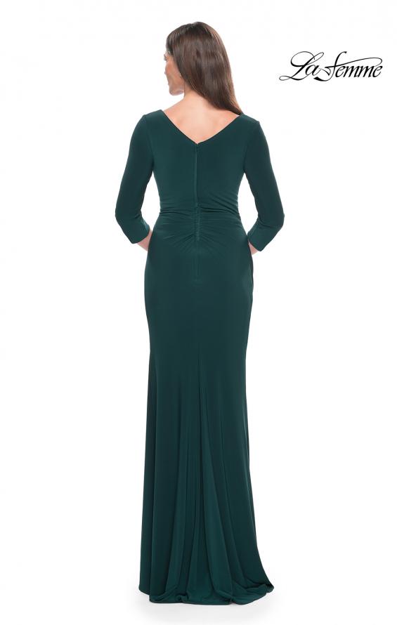 Picture of: Long Evening Dress with Wrap Style Neckline in Hunter Green, Style: 31020, Back Picture