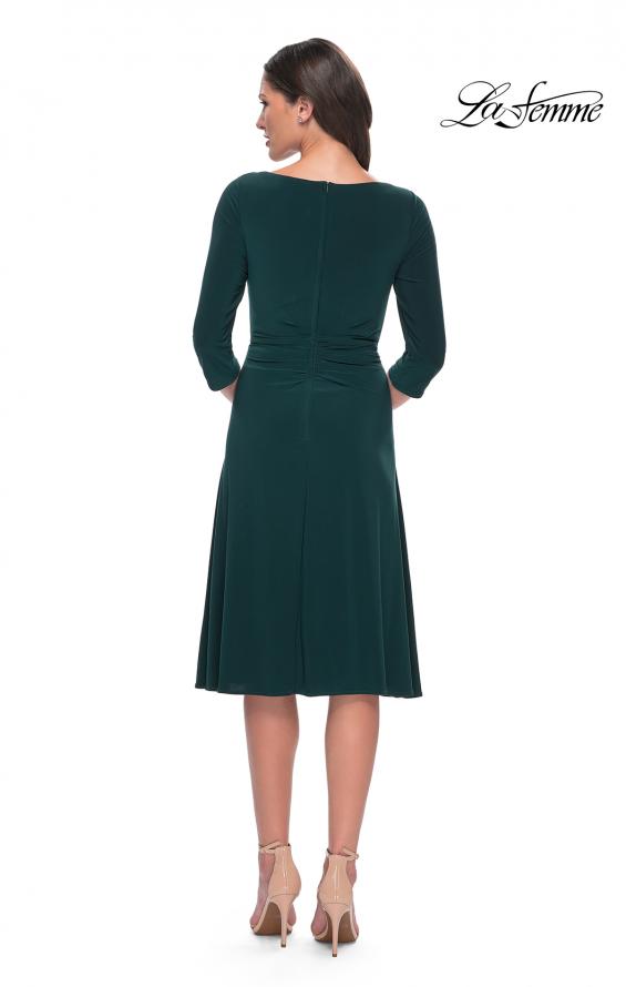 Picture of: Chic Tea Length Jersey Dress with Ruching in Wine, Style: 30069, Detail Picture 2