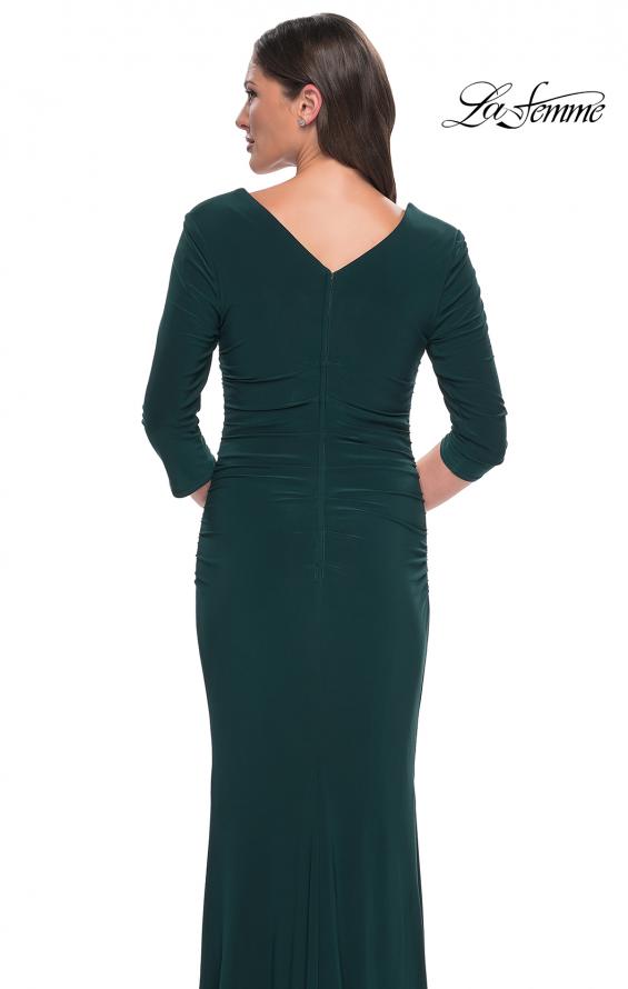 Picture of: Long Jersey Evening Dress with Square Neckline and Sleeves in Hunter Green, Style: 30883, Detail Picture 4