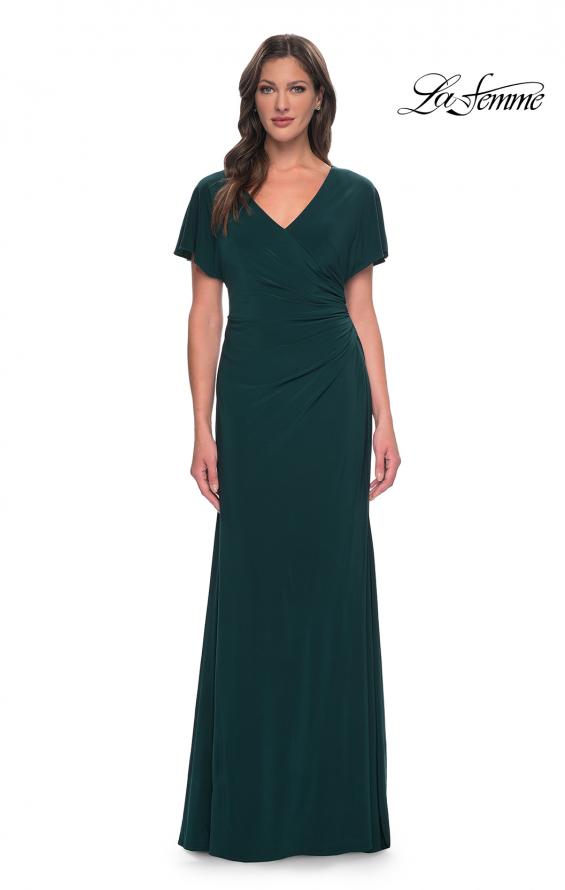 Picture of: Chic Jersey Dress with V Neck and Loose Sleeves in Hunter Green, Style: 29997, Detail Picture 5
