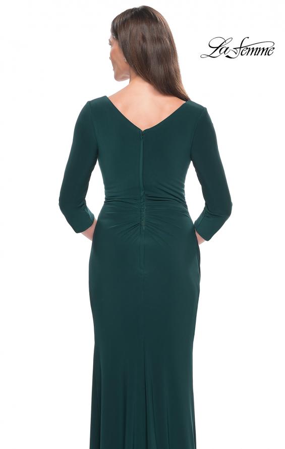 Picture of: Long Evening Dress with Wrap Style Neckline in Hunter Green, Style: 31020, Detail Picture 6
