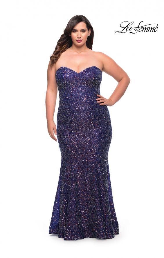 Picture of: Sweetheart Strapless Sequin Plus Size Dress in Indigo, Style: 30774, Main Picture