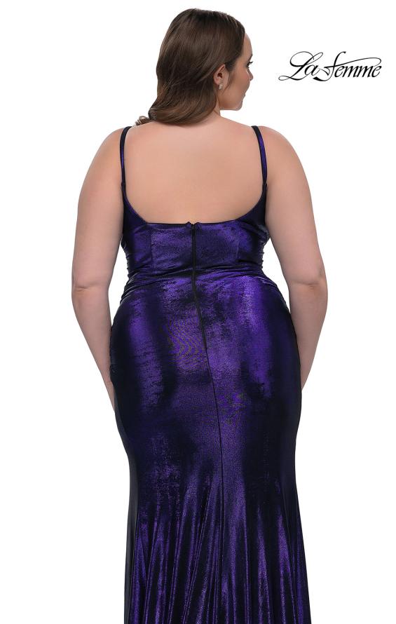 Picture of: Metallic Plus Size Prom Dress with Flattering Ruching in Indigo , Style: 33020, Detail Picture 10