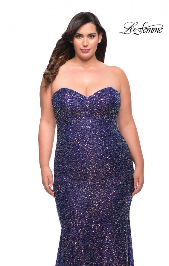 Picture of: Sweetheart Strapless Sequin Plus Size Dress in Indigo, Style: 30774, Detail Picture 1