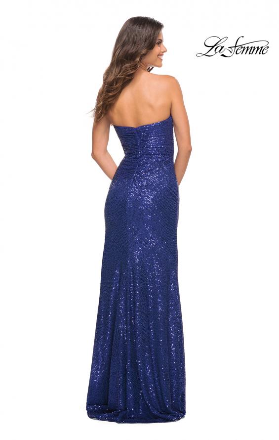 Picture of: Strapless Ruched Sequin Gown in Gorgeous Colors in Indigo, Detail Picture 10