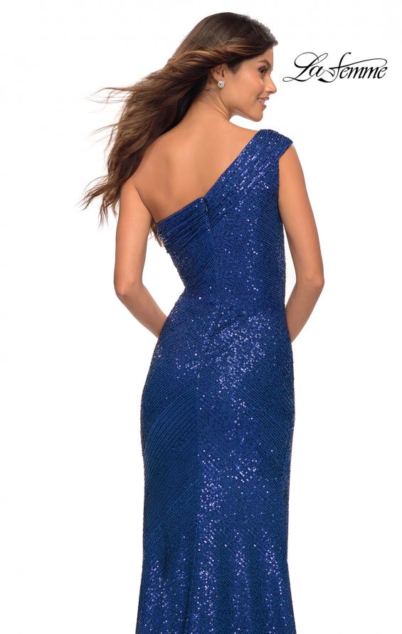 Picture of: One Shoulder Gown in Elegant Soft Sequin Fabric in Indigo, Detail Picture 11