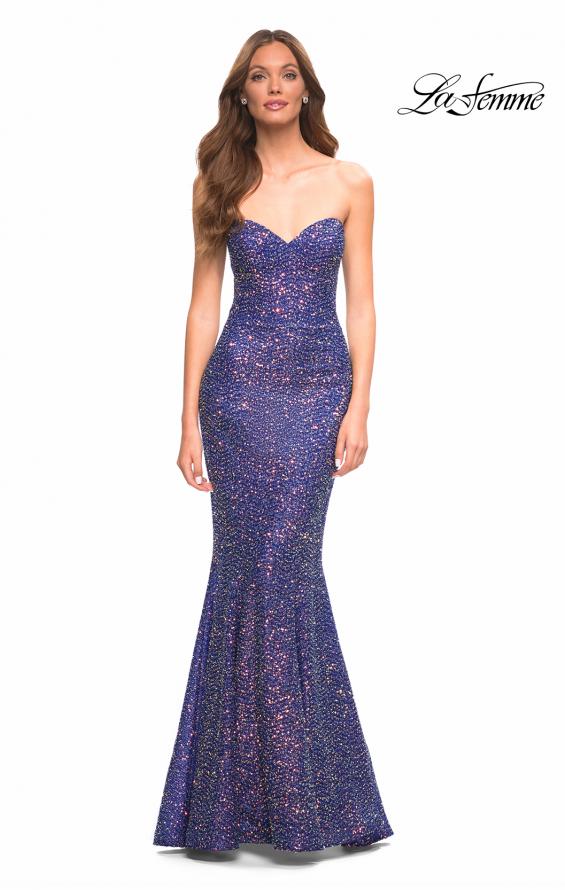 Picture of: Unique Long Sequin Strapless Gown with Sweetheart Top in Purple, Style: 30743, Detail Picture 1