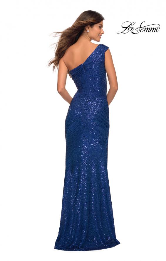 Picture of: One Shoulder Gown in Elegant Soft Sequin Fabric in Indigo, Detail Picture 6