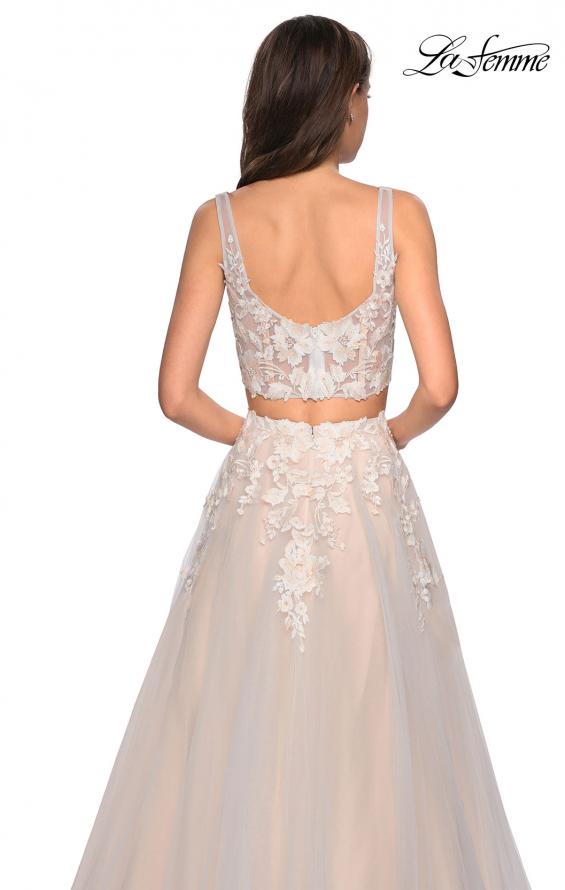 Picture of: Two Piece Tulle Dress with Cascading Applique Detail in Ivory/Nude, Style: 27635, Detail Picture 2