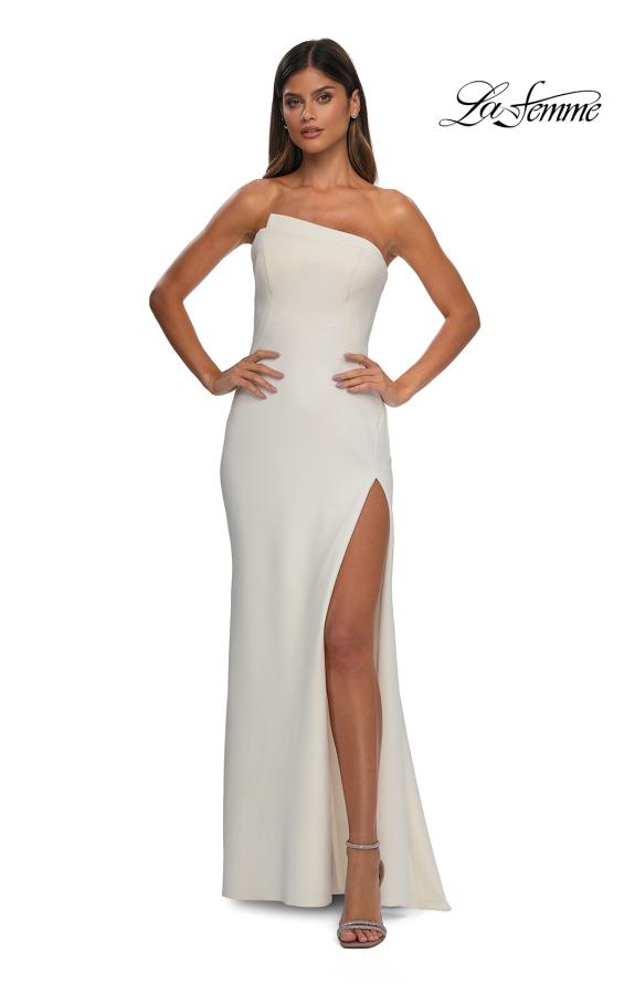 Picture of: Chic Jersey Dress with Asymmetrical Neckline and Sheer Back in Ivory, Style: 32849, Detail Picture 15