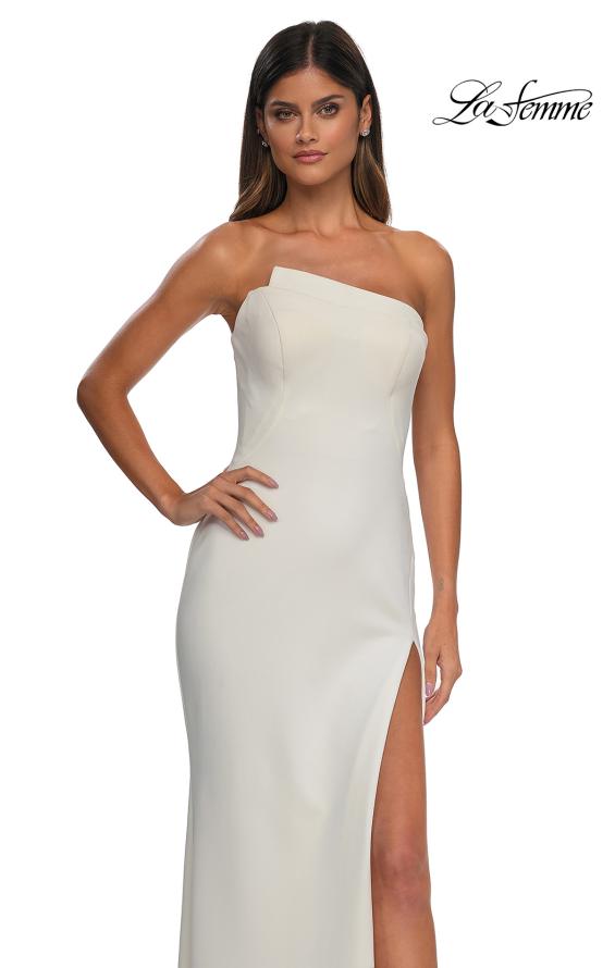 Picture of: Chic Jersey Dress with Asymmetrical Neckline and Sheer Back in Ivory, Style: 32849, Detail Picture 17