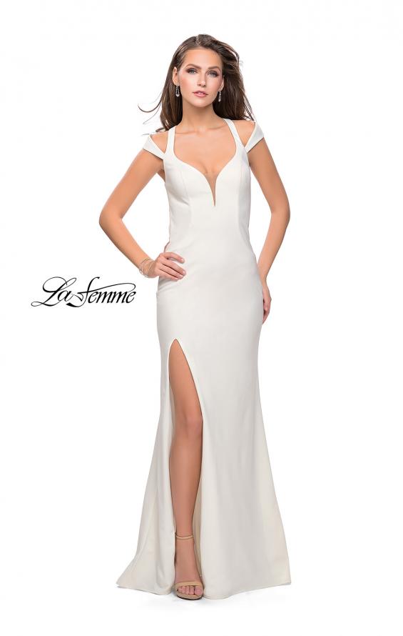 Picture of: Jersey Prom Dress with Off the Shoulder Straps in Ivory, Style: 25761, Detail Picture 2