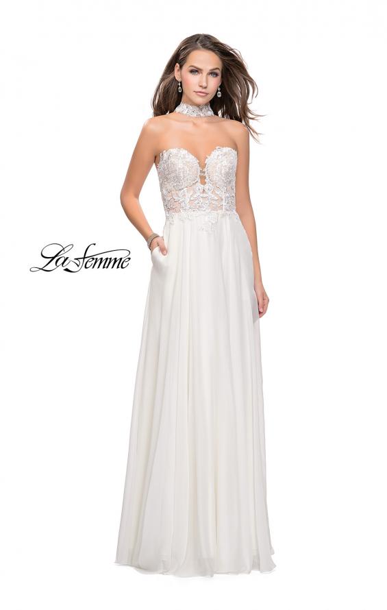 Picture of: Long Strapless Prom Dress with Pockets and Choker in Ivory, Style: 25450, Detail Picture 2