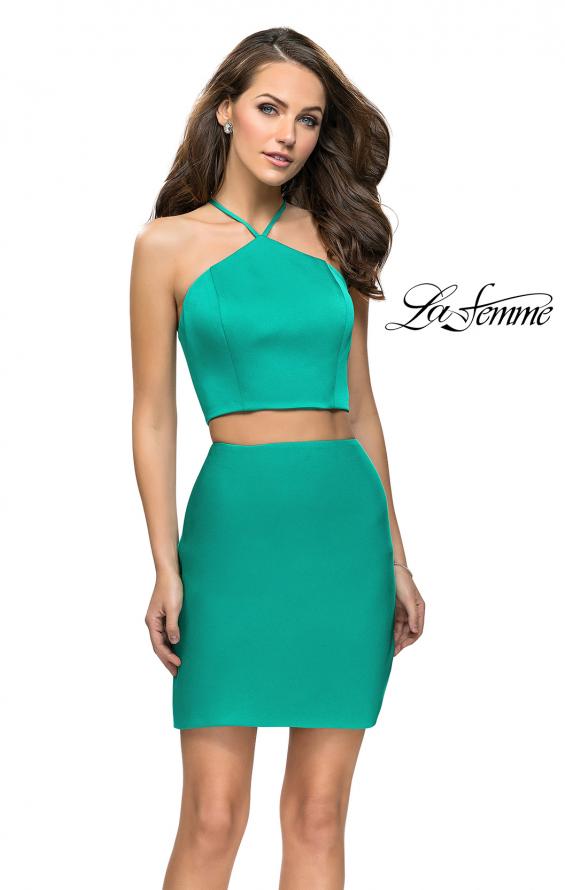 Picture of: Short Two Piece Homecoming Set with Halter Neckline in Jade, Style: 26630, Main Picture