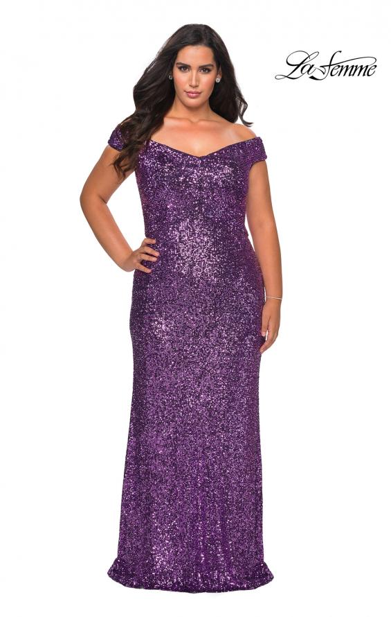 Picture of: Off The Shoulder Sequin Plus Size Prom Dress in Lavender, Style: 28795, Main Picture