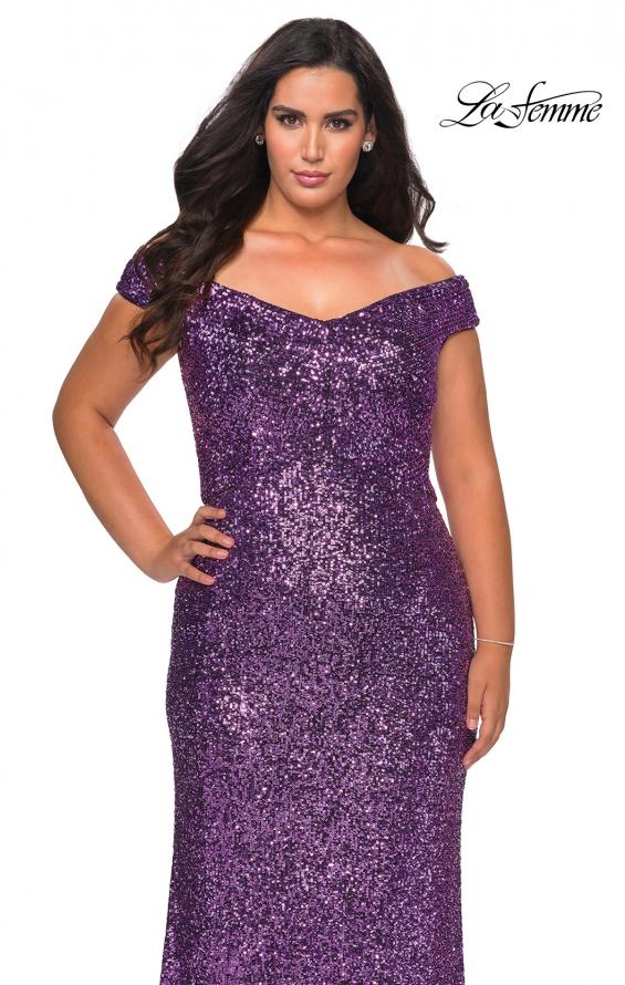Picture of: Off The Shoulder Sequin Plus Size Prom Dress in Lavender, Style: 28795, Detail Picture 5