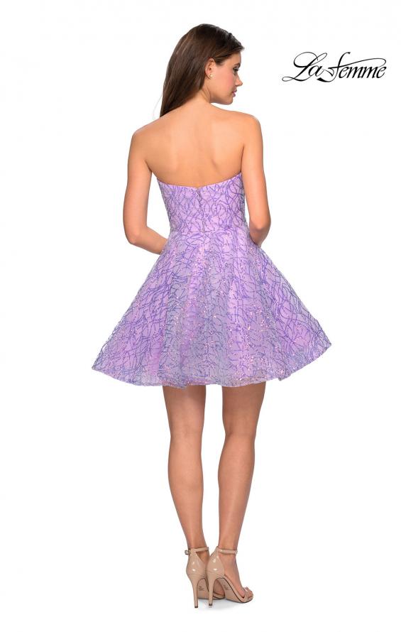 Picture of: Short Prom Dress with Sequins and A-Line Skirt in Lavender, Style: 27517, Back Picture