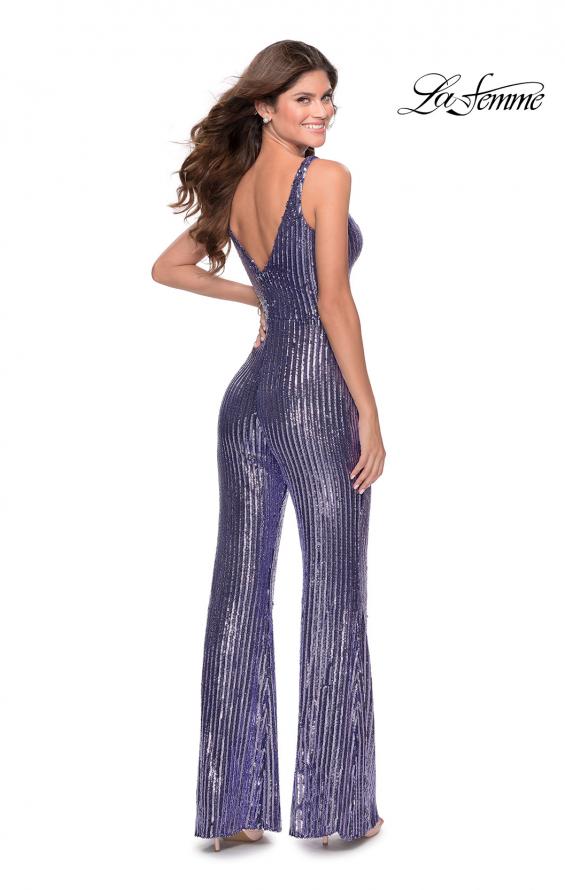 Picture of: Chic Sequin Jumpsuit with V-Neckline in Lavender, Style: 28722, Back Picture